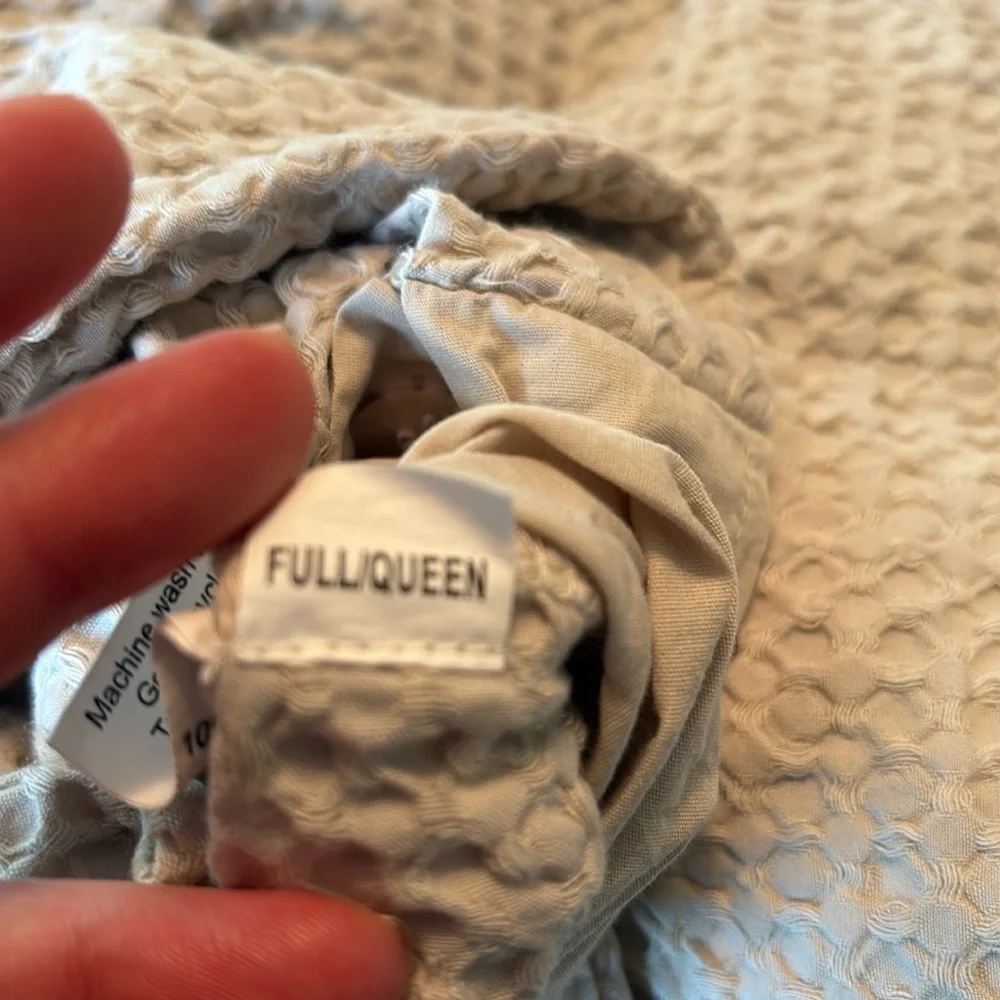 QUINCE Organic Luxe Waffle Duvet Cover Full/Queen Light Gray